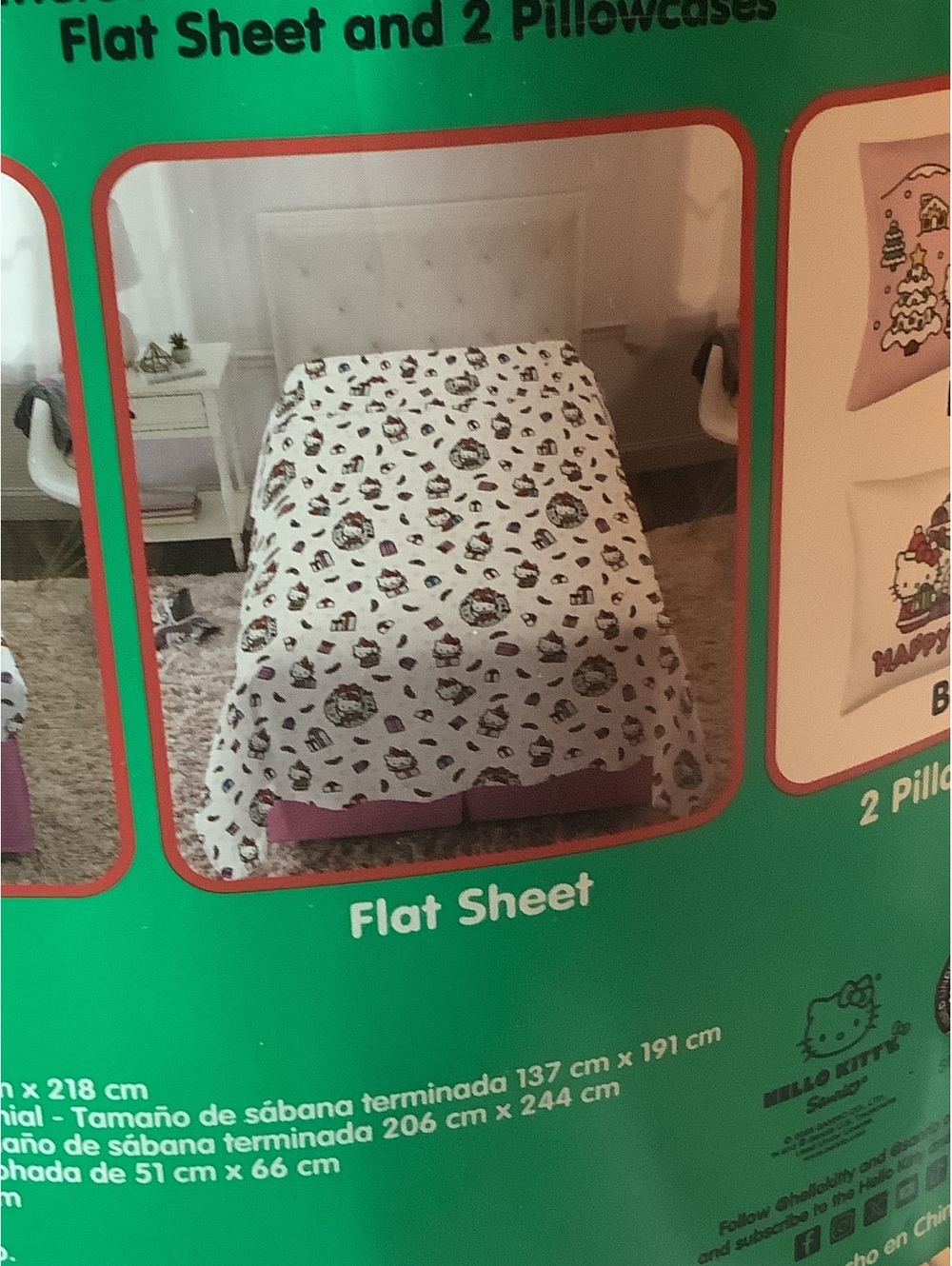 Hello Kitty Full 5 Piece Bed Set with Bonus Bag - Reversible Comforter, Sheets, - Picture 5 of 7